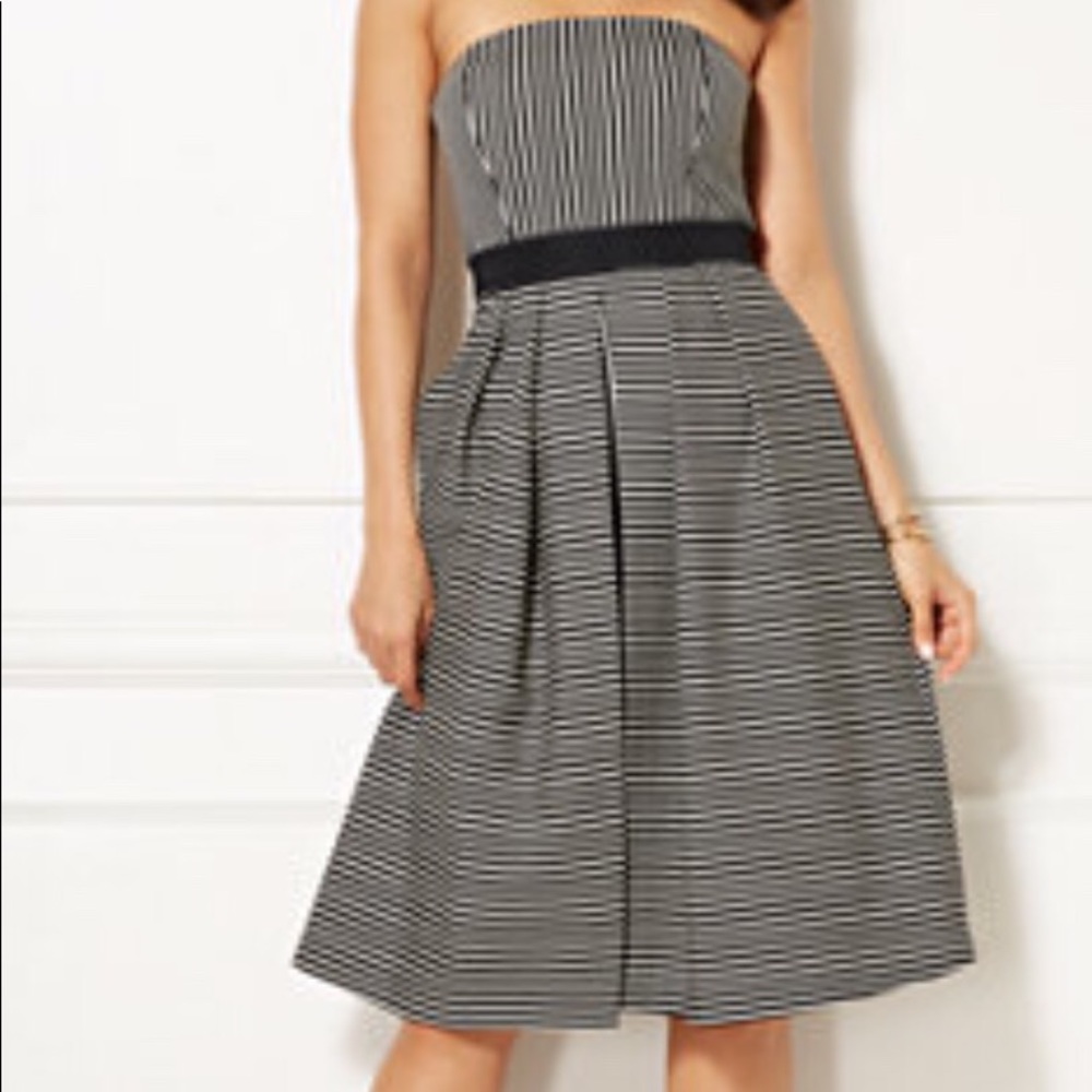 Black and White Strapless Dress